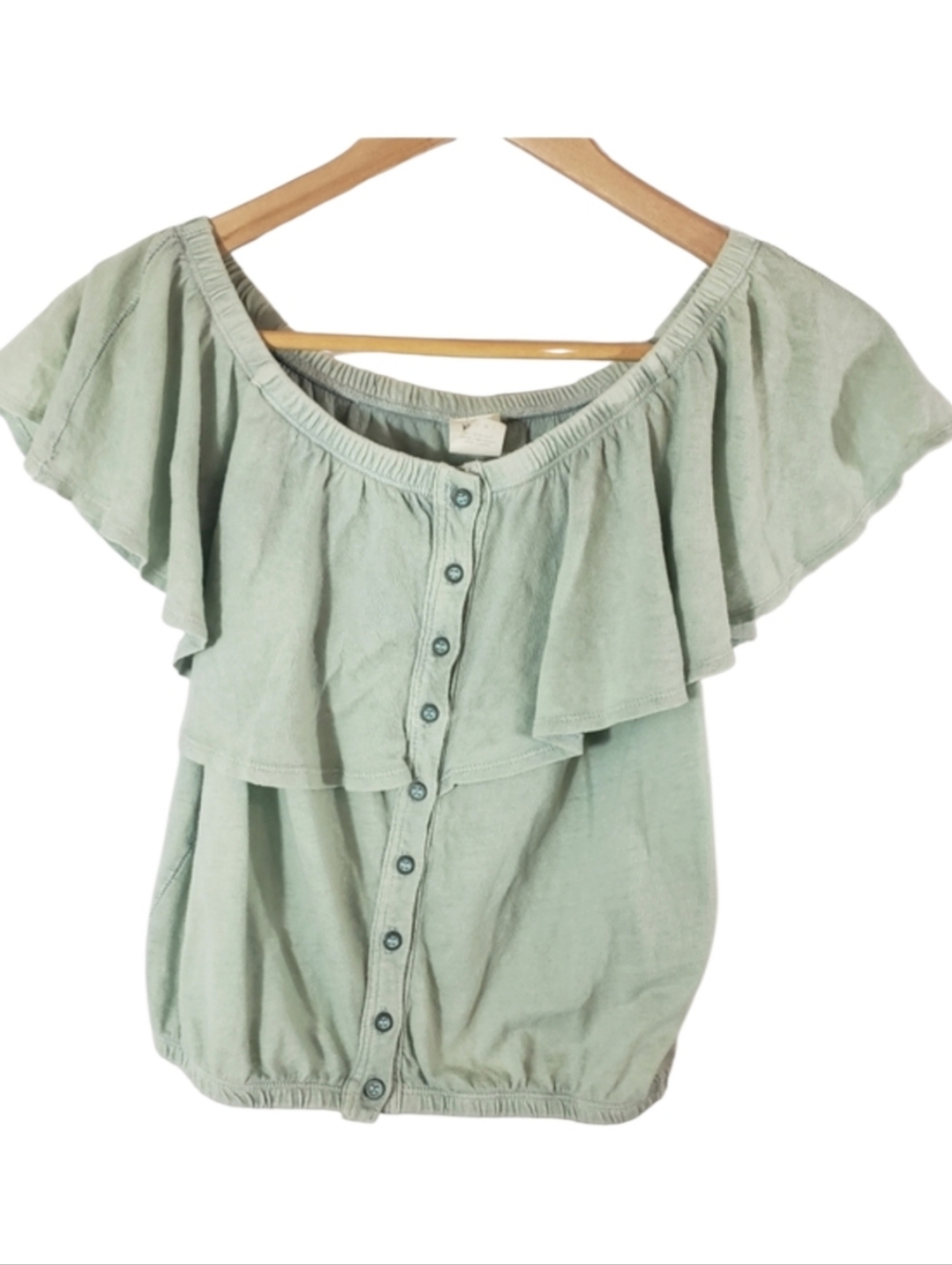 We The Free Ruffled Short Sleeve Blouse Boho
